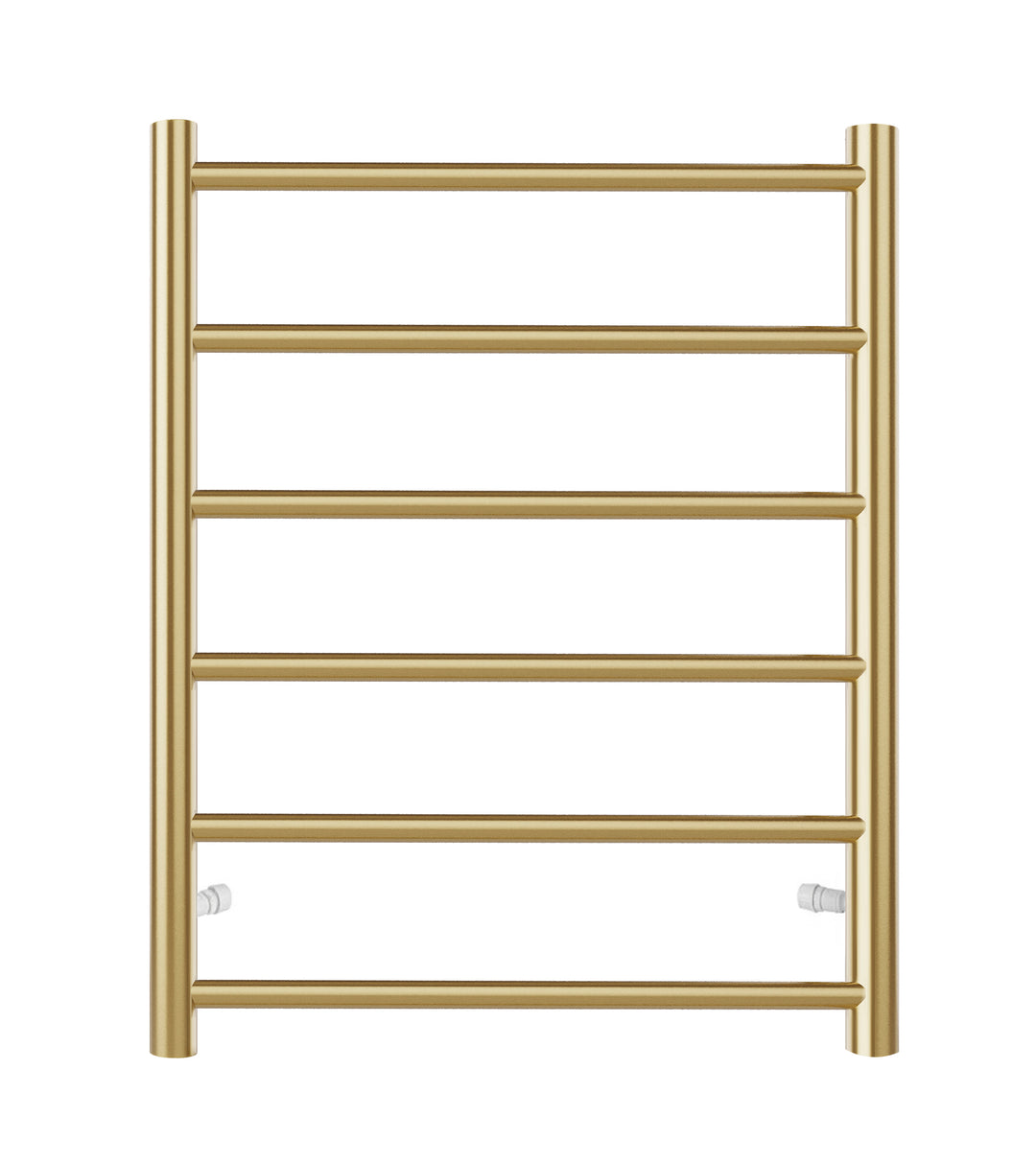 Round Electric Heated Towel Rack 6 Bars Universal Inlet Brushed Gold IS-R06-2BG